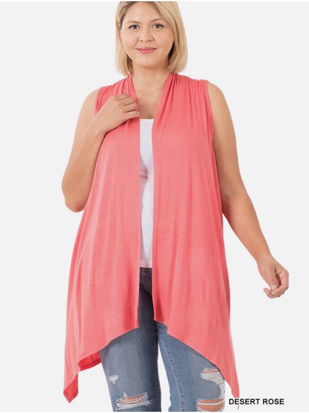 New! Plus Size Sleeveless Desert Rose Drape Vest Sizes 1X